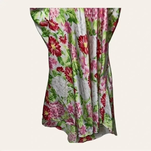 0283. FANTASIES BY MORGAN TAYLOR 100%‎ SILK NIGHTY FLORAL SPAGHETTI STRAPS SZ M - Picture 7 of 8